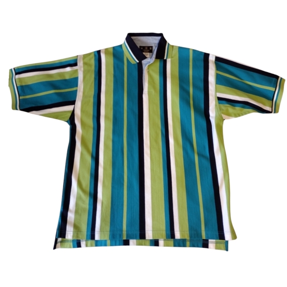 J. RIGGINGS Sportswear Cotton striped short sleeve stretch knit shirt size M men - Picture 1 of 3